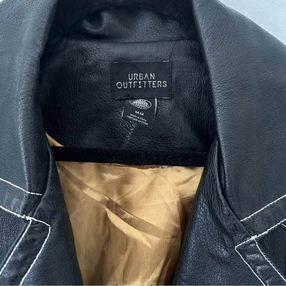 Urban Outfitters Black Faux Leather Jacket with White Stitching - Picture 4 of 10